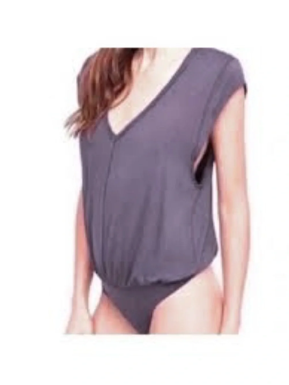 NWT. Intimately Free People. Cap Sleeve Thong Bodysuit. Dusty Purple. Large.